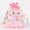 Heart Printed Organza Bags OP-R022-10x12-02-1
