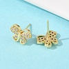Brass Micro Pave Clear Cubic Zirconia Stud Earrings EJEW-F400-02C-G-4