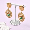 304 Stainless Steel & Cloth Embroidery Stud Dangle Earrings EJEW-JE07297-1