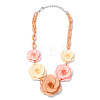 Boho Acrylic Flower Bib Necklaces with Alloy Chains for Women WG94BA3-03-1