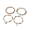 Natural Flower Amazonite & Picture Jasper Beaded Stretch Bracelets Sets with Non-Magnetic Synthetic Hematite BJEW-JB09281-4