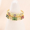 Brass Micro Pave Cubic Zirconia Cuff Rings for Women RJEW-Z113-47G-5