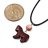 3Pcs 3 Styles Dyed Synthetic Turquoise Horse Pendant Black Waxed Cord Necklaces NJEW-JN05430-5