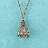 Alloy Macrame Pouch Natural Quartz Crystal Round Ball Pendant Necklaces for Women WGFD62D-01-1