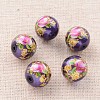 Flower Picture Printed Glass Round Beads GLAA-J087-12mm-B08-1