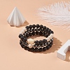 3Pcs 3 Style Natural & Synthetic Mixed Gemstone Beaded Stretch Bracelets Set with Buddhist Head for Women BJEW-JB08498-2