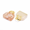 Natural Cherry Blossom Agate Brass Pendants KK-E274-01G-03-3