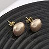 Brass & ABS Plastic Imitation Pearl Stud Earrings for Women PL-CBA760A-03A-G03-2