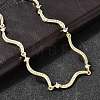 Brass Micro Pave Clear Cubic Zirconia Wave Link Chain Necklaces for Women NJEW-B157-22G-2