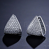 Brass Micro Pave Clear Cubic Zirconia Triangle Hoop Earrings FS-WG8FAD7-01-1