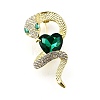 Snake Aolly Rhinestone Brooches JEWB-V008-01LG-03-2