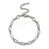 Anti-Tarnish 304 Stainless Steel Oval Link Chain Anklets AJEW-A057-01P-1