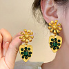 Flower with Heart Alloy Rhinestone Stud Earrings FS-WGA31FA-02-2