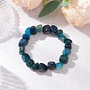 Natural Agate Nuggets Beaded Stretch Bracelets for Men Women BJEW-JB11957-01-1