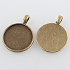 Flat Round Alloy Pendant Cabochon Settings X-PALLOY-N0088-25AB-NF-2