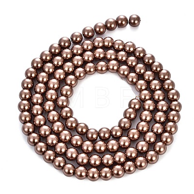 Baking Paint Pearlized Glass Pearl Round Bead Strands HY-Q330-8mm-30-1