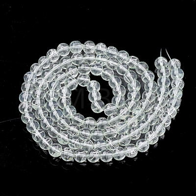Drawbench Transparent Glass Round Beads Strands X-GLAD-Q012-8mm-04-1