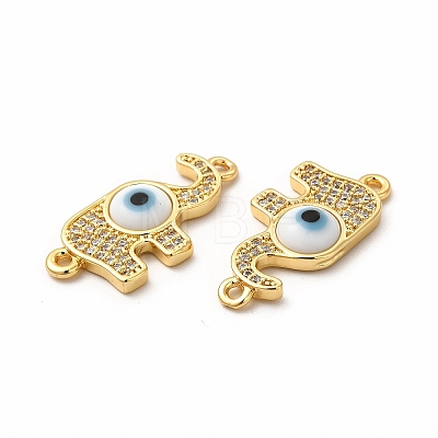 Rack Plating Real 18K Gold Plated Brass Micro Pave Clear Cubic Zirconia Connector Charms ZIRC-L102-05G-01-1