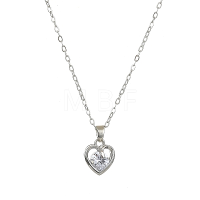 Crystal Rhinestone Heart Pendant Necklace with Cable Chains NJEW-FZ00017-1