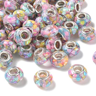 Transparent Resin Rondelle European Beads RESI-S023-27-1