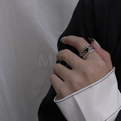 Heart Alloy Enamel Cuff Open Rings for Women FS-WG04E89-01-1