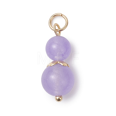 3Pcs 3 Styles Natural Dyed Malaysia Jade & Amethyst Round Beaded Pendants PALLOY-JF04701-08-1
