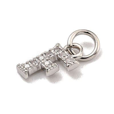 Initial Letter Brass with Cubic Zirconia Charms KK-Q814-26F-P-1