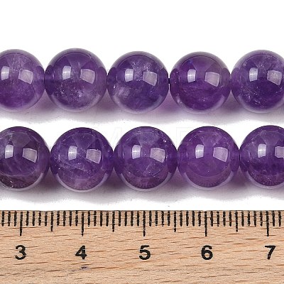 Natural Amethyst Round Bead Strands G-M212-10mm-01A-1