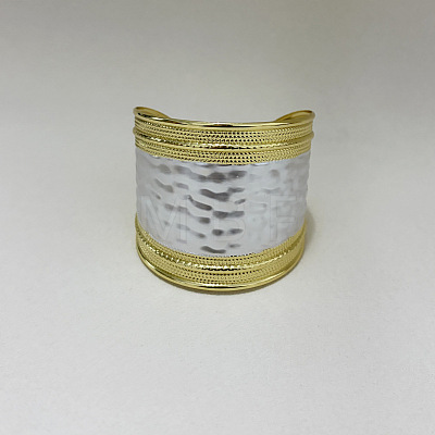 Iron Enamel Textured Wide Open Cuff Bangles for Women WGEDD9F-01-1