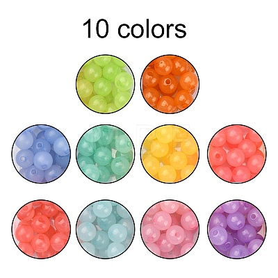 250Pcs 10 Colors Imitation Jelly Acrylic Beads MACR-CJ0001-35-1