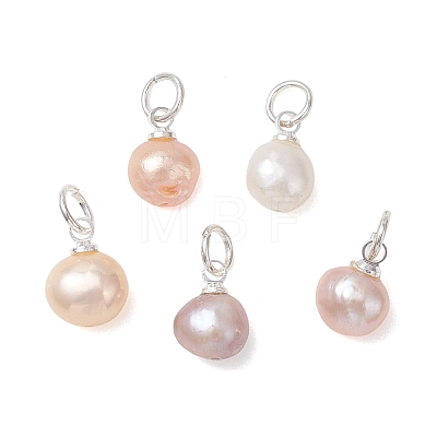 Natural Cultured Freshwater Pearl Two Sides Polished Charms PALLOY-JF04916-02-1