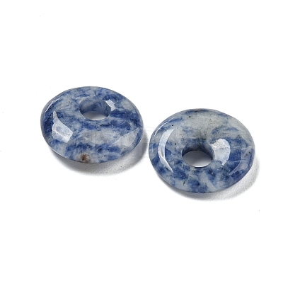 Natural Blue Spot Jasper Donut/Pi Disc Charms G-G142-02E-1