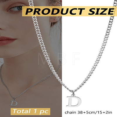 1Pc 304 Stainless Steel Letter Pendant Necklaces NJEW-LP0001-33D-P-1
