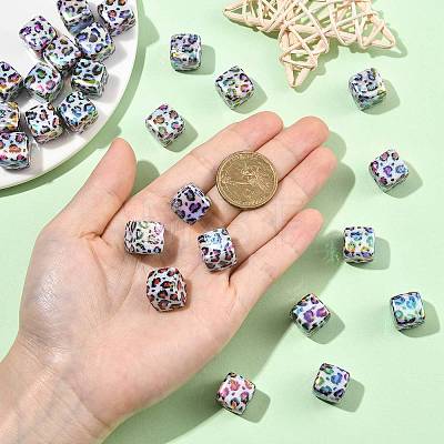 30Pcs UV Plating Opaque Acrylic Beads OACR-FS0002-56-1