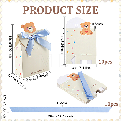 10Pcs Bear Folding Paper Gift Boxes CON-WH0001-77B-1
