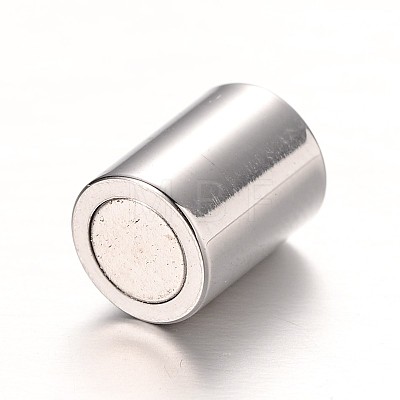 Tarnish Resistant Textured 304 Stainless Steel Column Magnetic Clasps with Glue-in Ends STAS-I045-11P-1