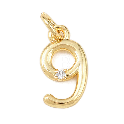 Brass Micro Pave Clear Cubic Zirconia Charms KK-P339-27G-09-1