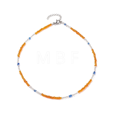 Glass Seed Beaded Necklace for Women NJEW-JN03935-1