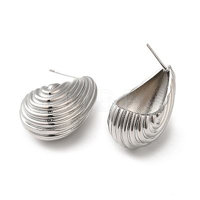 Rack Plating Brass Shell Shape Stud Earrings for Women EJEW-Z019-20P-1