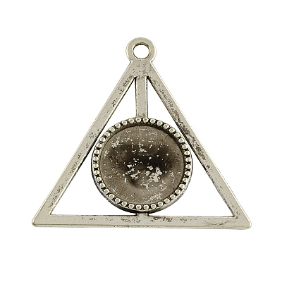 Tibetan Style Alloy Triangle Deathly Hallows Pendant Cabochon Settings X-TIBEP-322-AS-LF-1