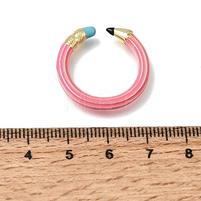 Brass Enamel Cuff Open Rings KK-CBA0E55-10G-1