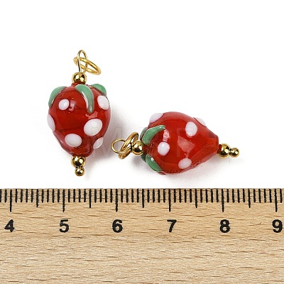 304 Stainless Steel with Handmade Lampwork Pendants STAS-Q352-02G-E-1
