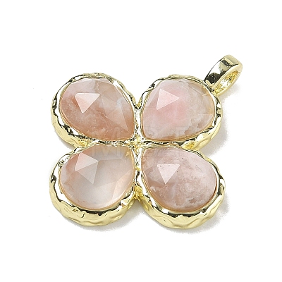 Natural Cherry Blossom Agate Faceted Pendants G-A308-01G-15-1
