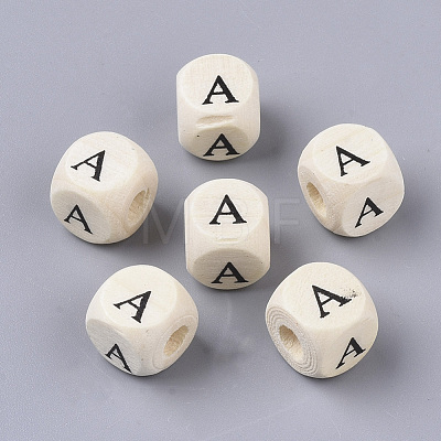 Printed Natural Wood Beads X-WOOD-T026-001A-1