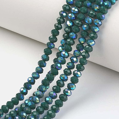 Electroplate Opaque Solid Color Glass Beads Strands EGLA-A044-P4mm-L12-1