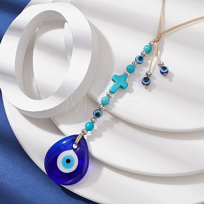 Blue Resin Evil Eye Pendant Decorations HJEW-JM01442-01-1