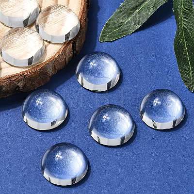 Transparent Half Round Glass Cabochons X-GGLA-R027-20mm-1