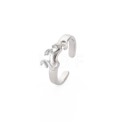 304 Stainless Steel 12 Constellations/Zodiac Signs Open Cuff Ring for Women RJEW-S405-156P-G-1