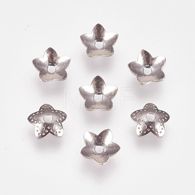 5-Petal 201 Stainless Steel Flower Bead Caps STAS-L205-17P-1