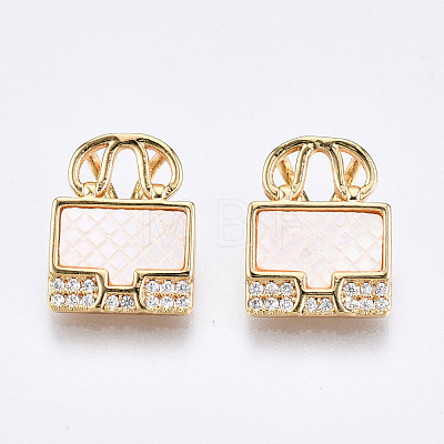 Brass Micro Pave Clear Cubic Zirconia Charms KK-Q277-023-NF-1